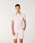 Mens Pink Short Sleeve Textured Shirt